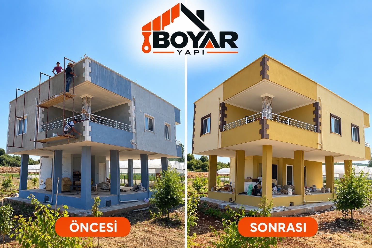 Apartman Dış Cephe Yenileme - öncesi ve sonrası, Tömük, Mersin